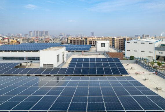 Close up of photovoltaic solar panels